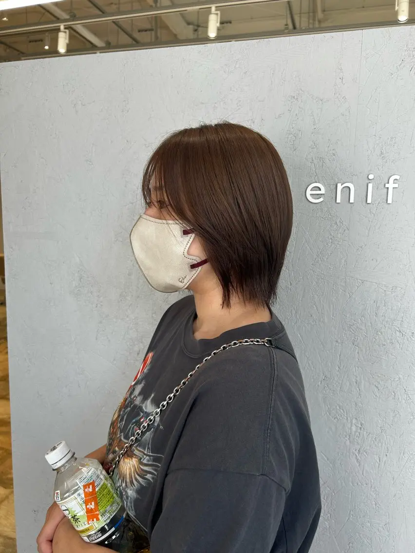 ミディアム カラー ブラウンカラー チョコレートブラウン ヘアカラー enif るいのヘアスタイル