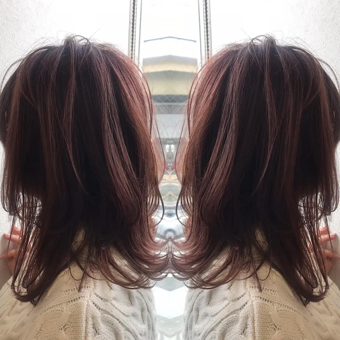 セミロング カラー ベージュカラー ピンクカラー ピンクベージュ レイヤーカット ヘアカラー 柴田 祐輔のヘアスタイル