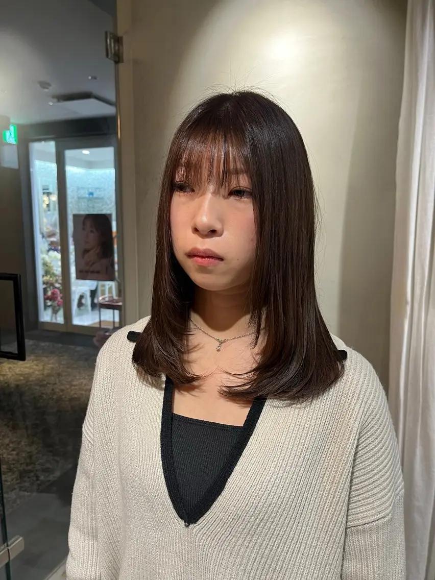 ミディアム カラー ヘアカラー トリートメント 🌼花屋併設🌼 木下奈々望のヘアスタイル