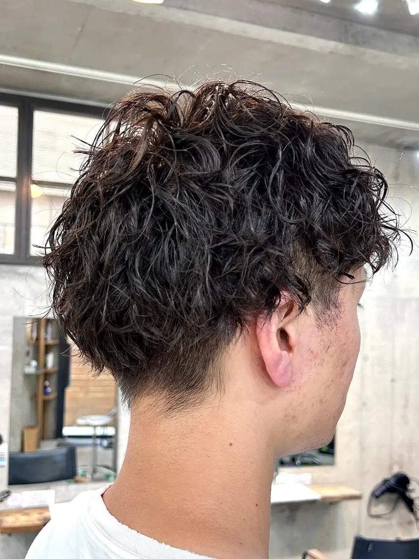 ショート パーマ メンズ マッシュ メンズパーマ プードルパーマ メンズショート スペインカール メンズパーマ ジンのヘアスタイル