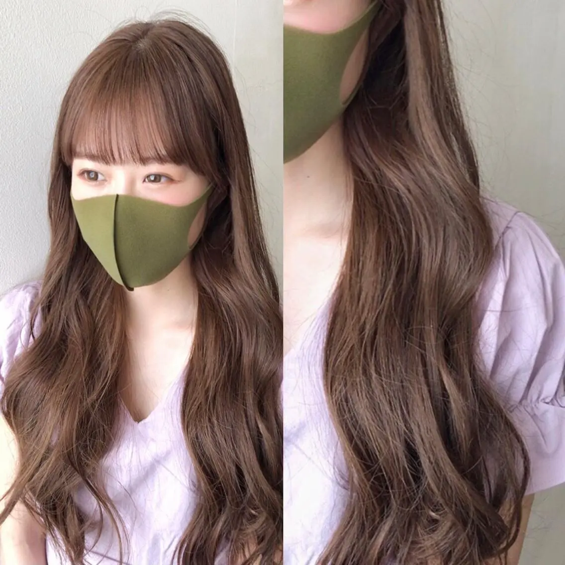 ロング ヘアカラー トリートメント ヘアセット ✨透明感ケアカラー✨ 長野ゆきなのヘアスタイル