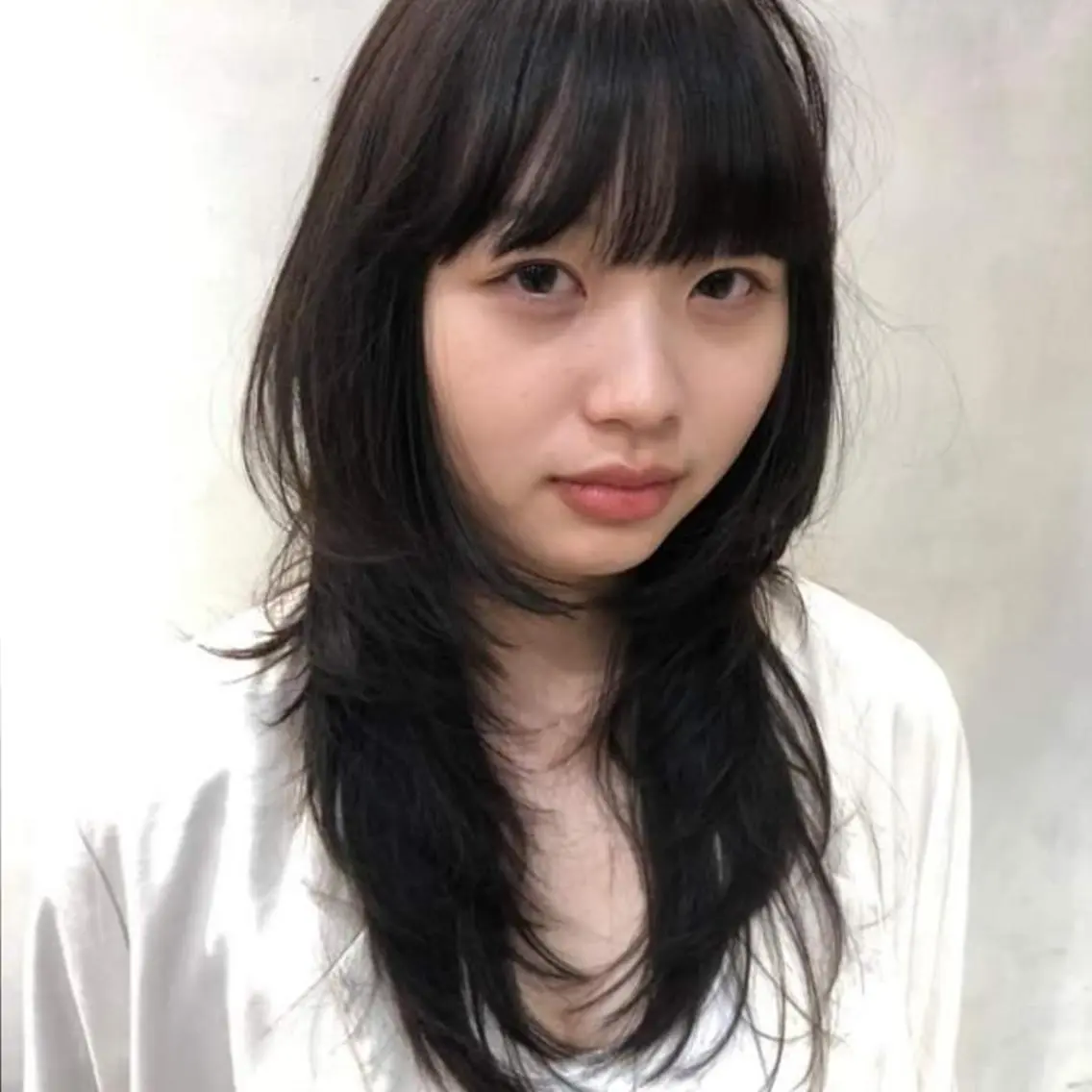 ロング ハッシュカット 韓国レイヤー suzuのヘアスタイル