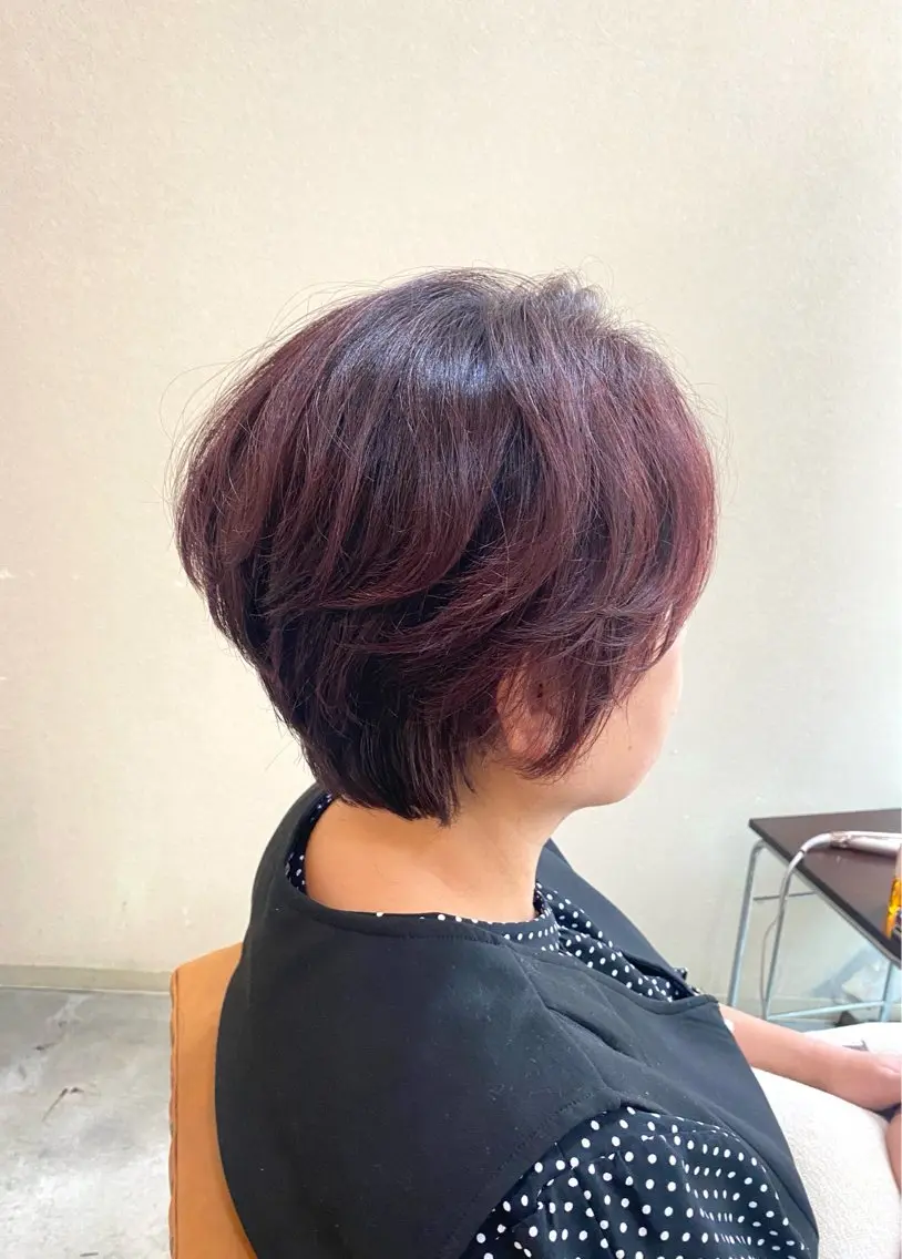 ショート 酸性ストレート/ブリ ーチなしWカラー河本のヘアスタイル