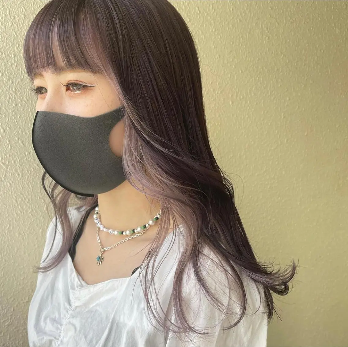 ロング ミストバング パープルカラー kiyono ⭐︎ダブルカラーのヘアスタイル