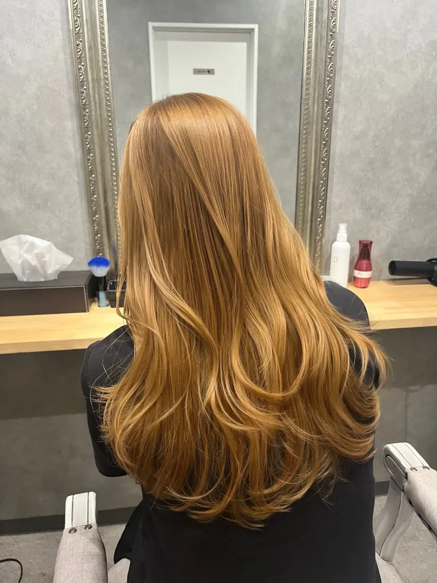 ロング カラー ベージュカラー ブリーチ ブリーチなしカラー ヘアカラー 透明感カラー/ ブリーチ無し/RYOのヘアスタイル