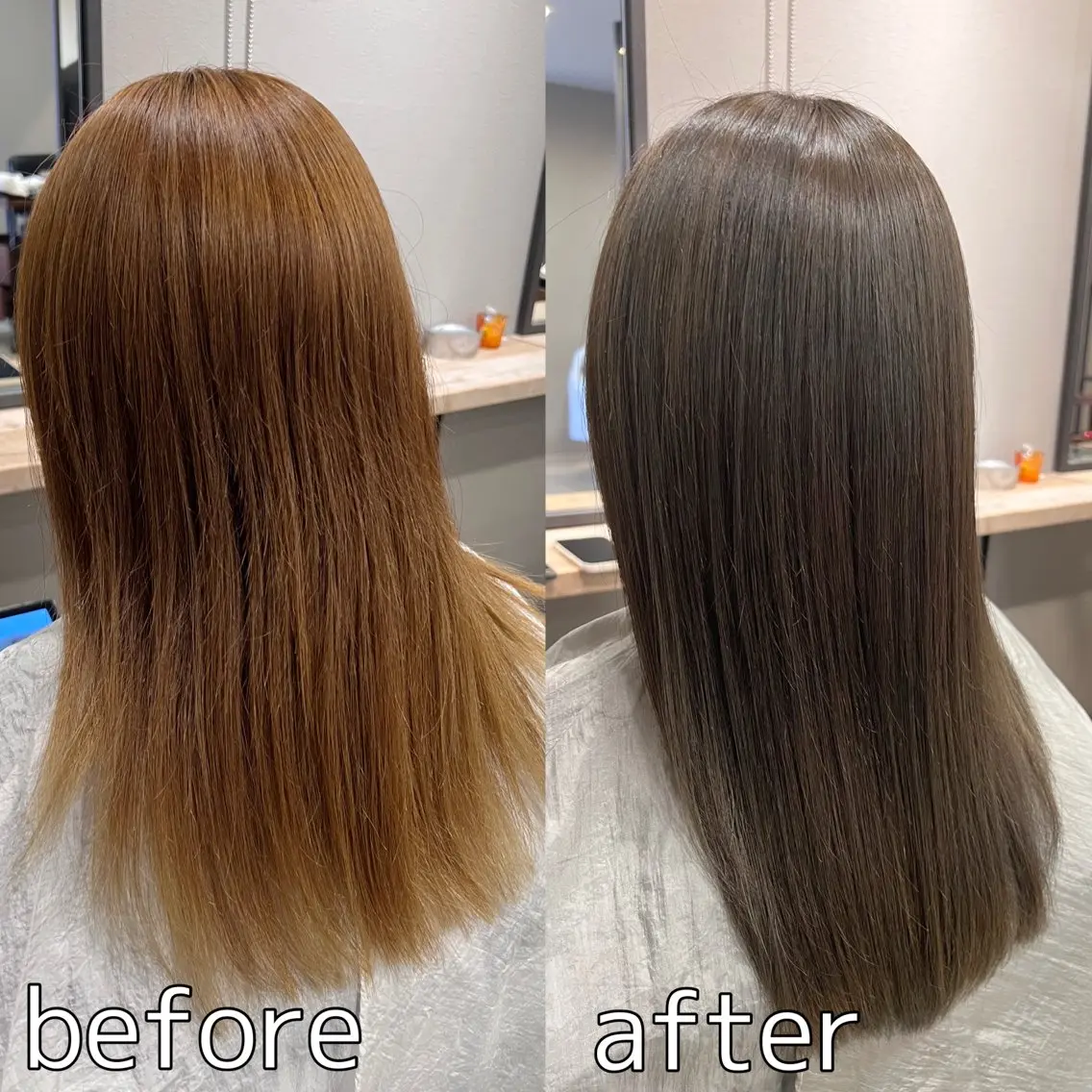 ロング カラー ベージュカラー オリーブベージュ 髪質改善 Rion/髪質改善/ 似合わせボブ/メンズのヘアスタイル