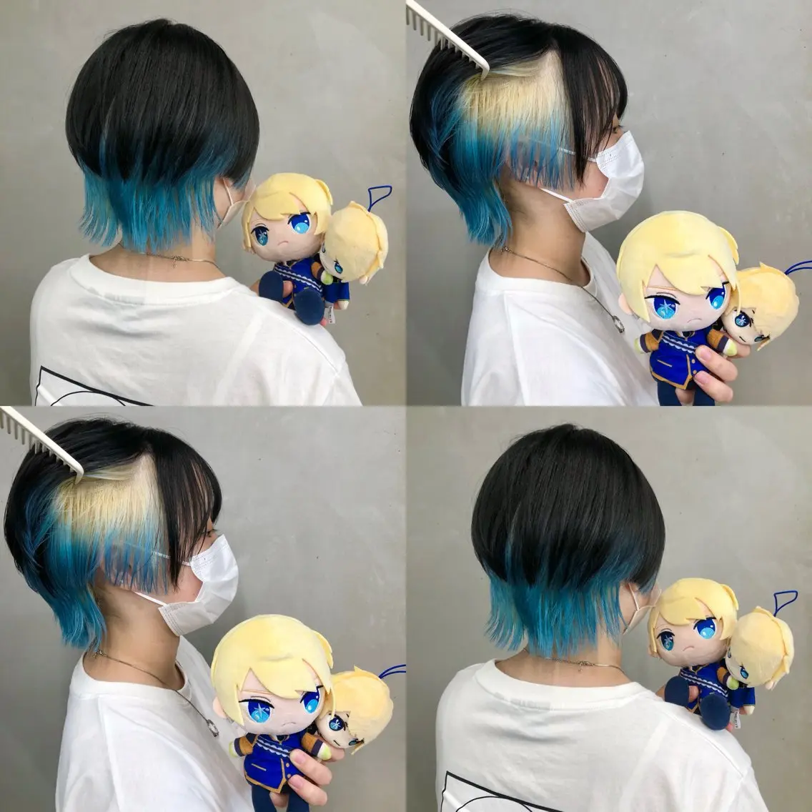 ショート カラー アクアカラー ブリーチ ブロンド ブルーカラー グラデーションカラー 推しカラー✨ オタク美容師ユウカのヘアスタイル