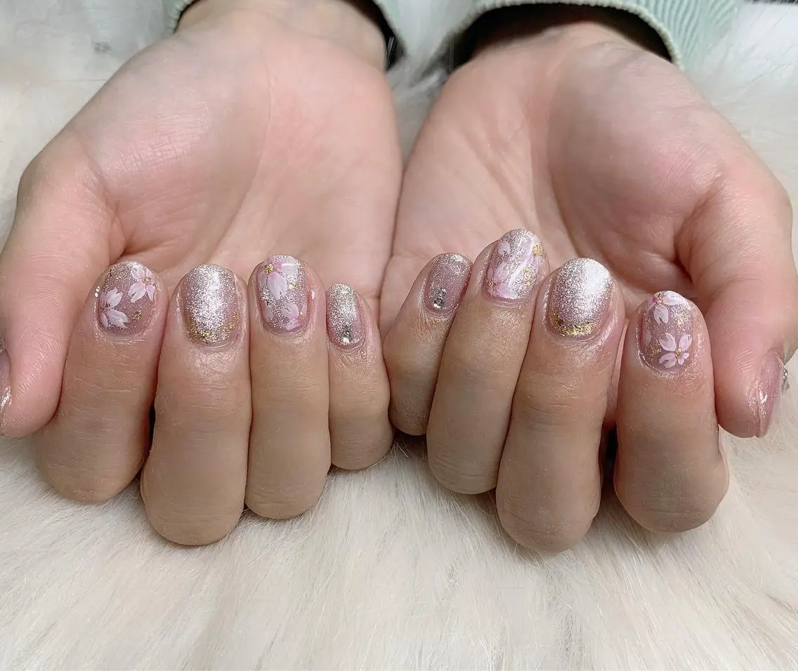 ネイル アートネイル 桜ネイル マグネットネイル Nail Salon Momoのネイルデザイン