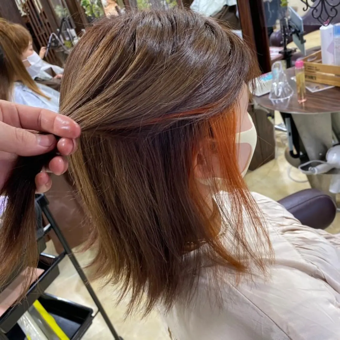 カラー イヤリングカラー オレンジ 山﨑 将弥のヘアスタイル