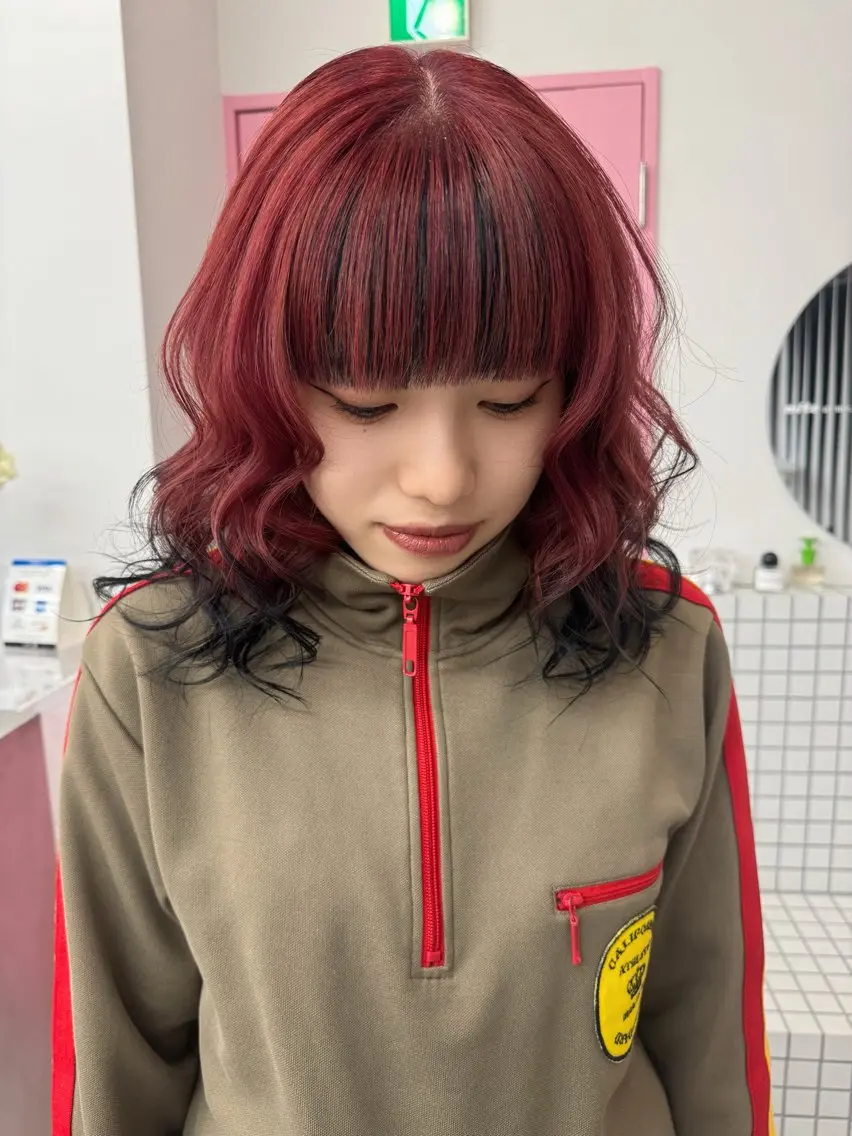 ミディアム カット ヘアカラー トリートメント 暖色カラー/ピンク カラー/saraのヘアスタイル