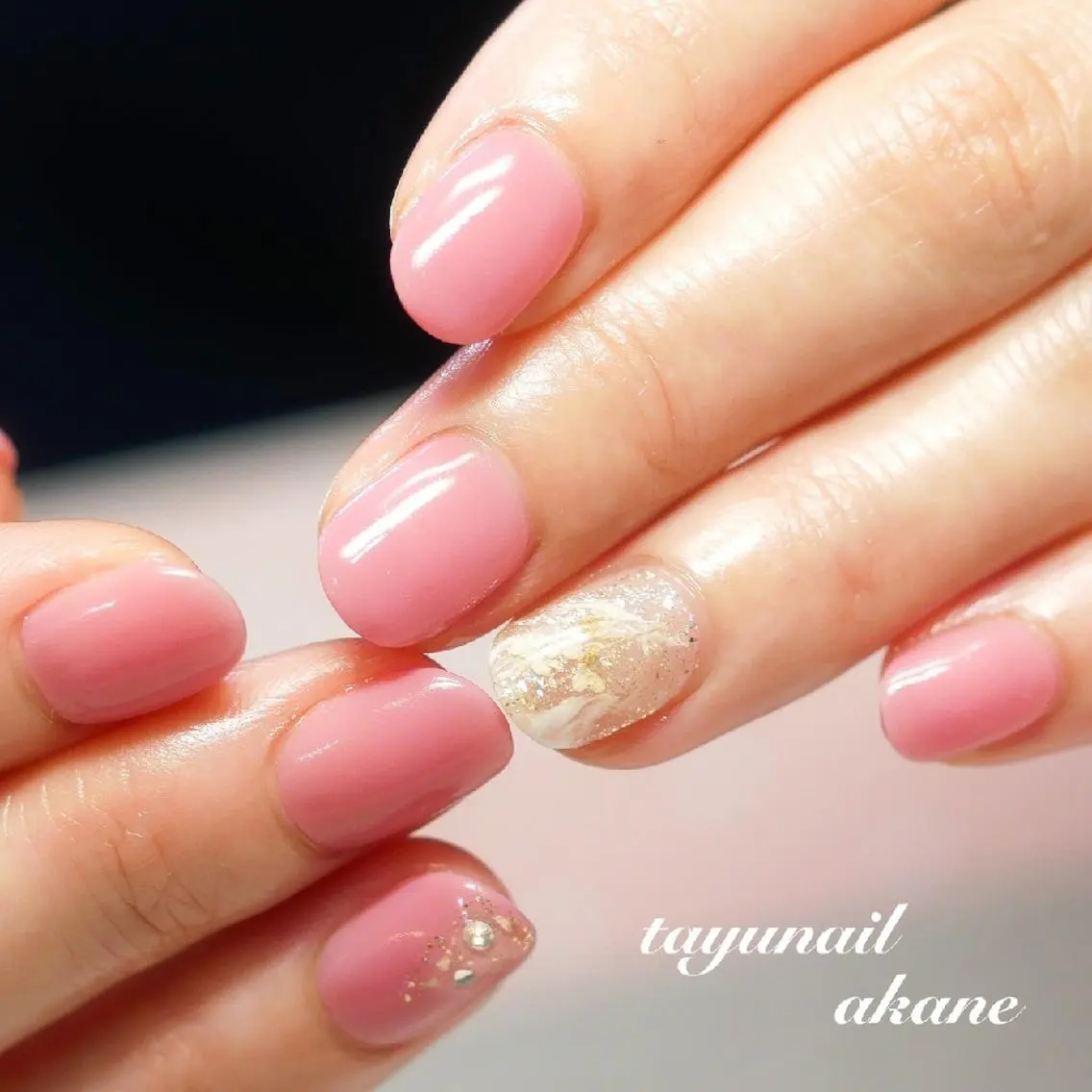 ネイル ブルー ジェルネイル ラメ(グリッター) パラジェル ピンク ネイルサロン 【たゆnail】のネイルデザイン