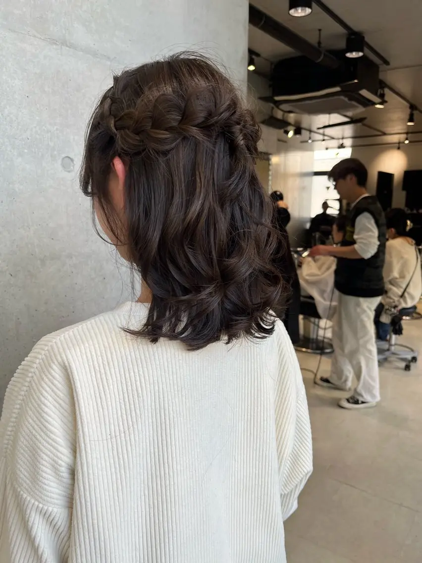 ミディアム カラー パーマ 透明感/オリーブ/ グレージュ/YUKAのヘアスタイル