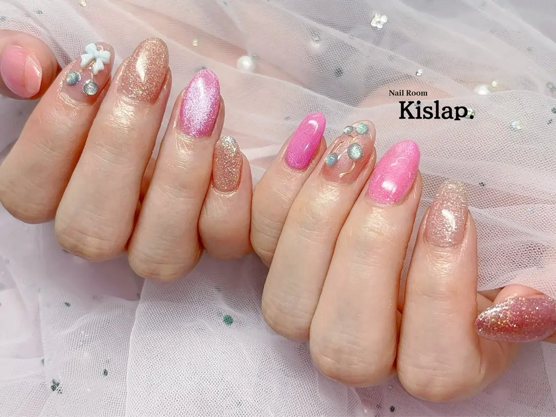 ネイル 水色 ハンドネイル Nail Room Kislap.のネイルデザイン