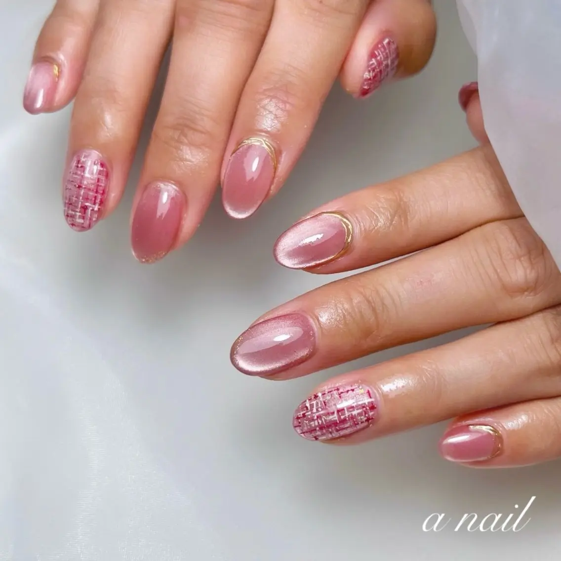 ネイル マグネットネイル ツイードネイル Salon_ a.nailのネイルデザイン