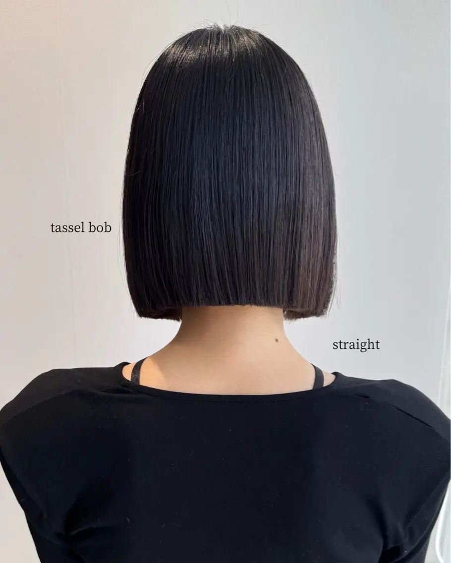ショート 切りっぱなしボブ ボブ 縮毛矯正 カット 縮毛矯正 タッセルボブ /DAIKIのヘアスタイル
