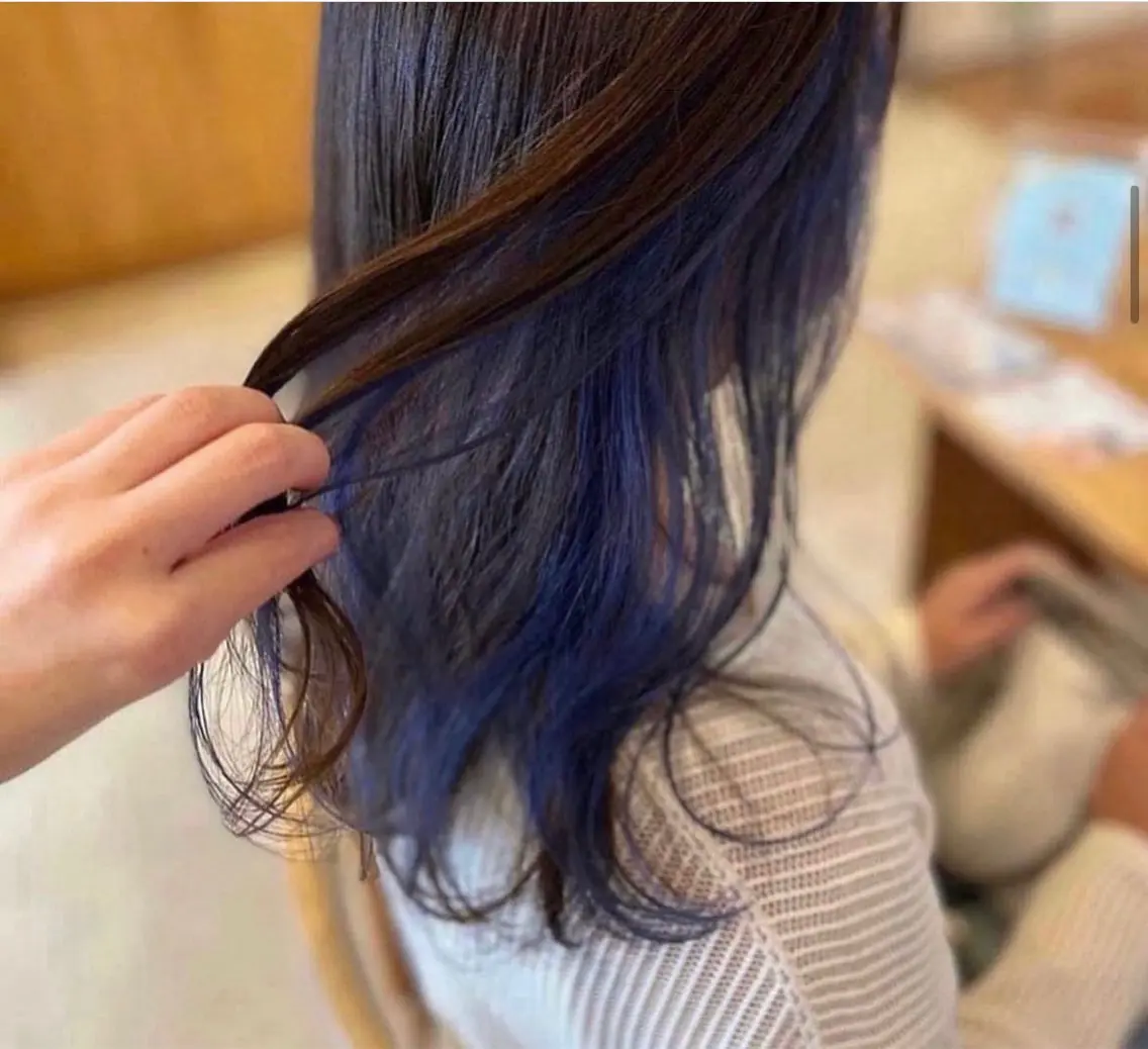 ロング カラー ブルーカラー 木下 マサキのヘアスタイル