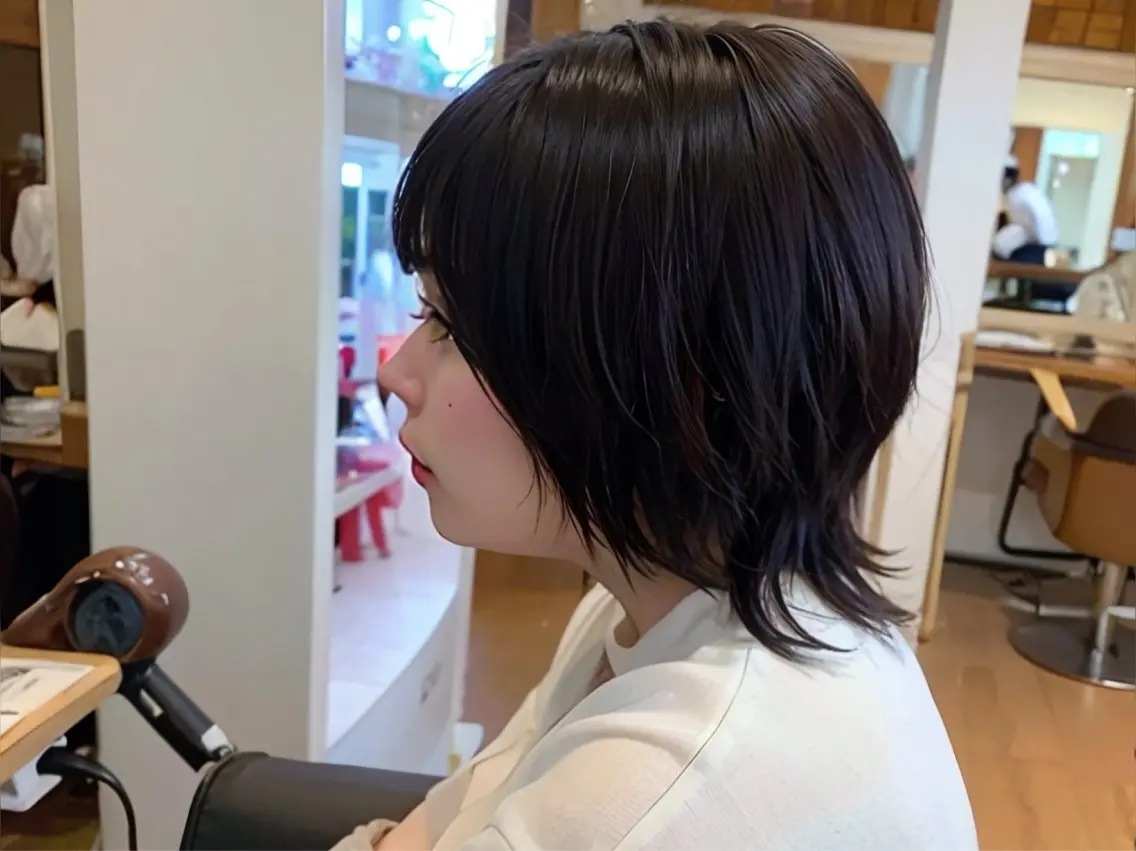 ミディアム ウルフカット 秋山知穂🧸縮毛矯正 ショート新越谷南越谷のヘアスタイル