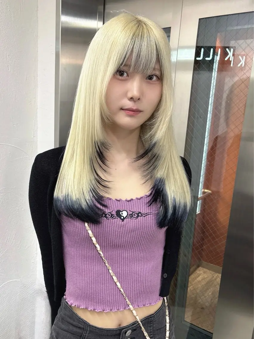 セミロング カラー ヘアカラー ダブルカラー/寒色 カラー/リリカ🦕のヘアスタイル