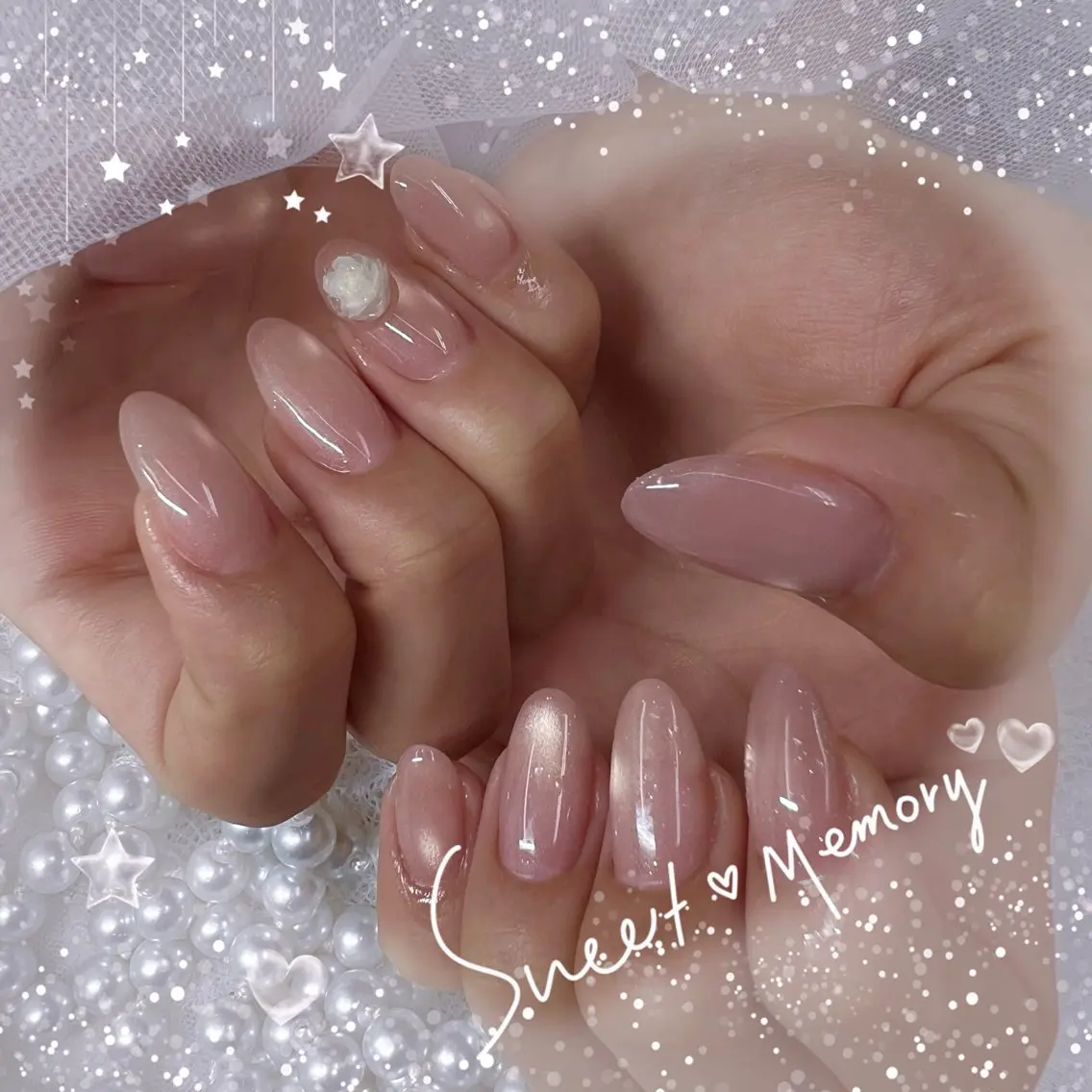 ネイル チークネイル フレンチネイル ガーリー ガラスフレンチ グラデーション ハンドネイル ハンドケア Chill Nailsalonのネイルデザイン