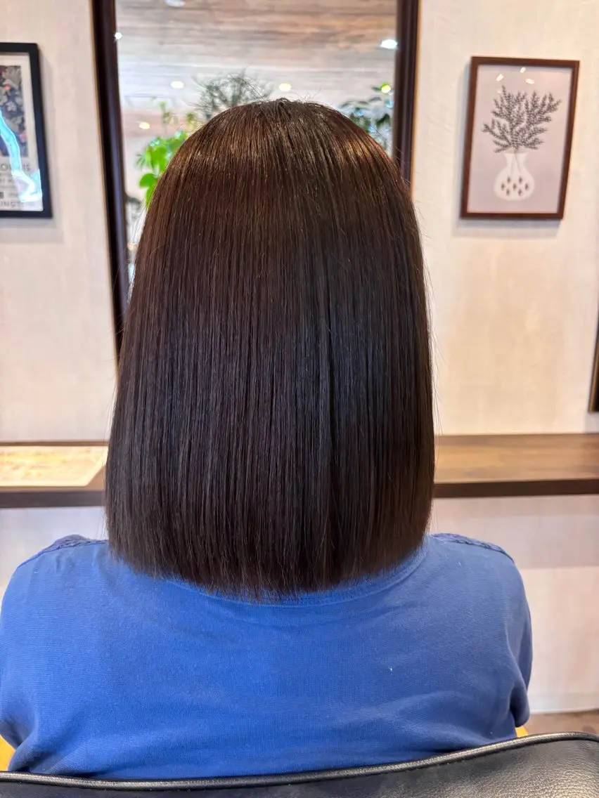 ミディアム 縮毛矯正 渡辺 桃花のヘアスタイル