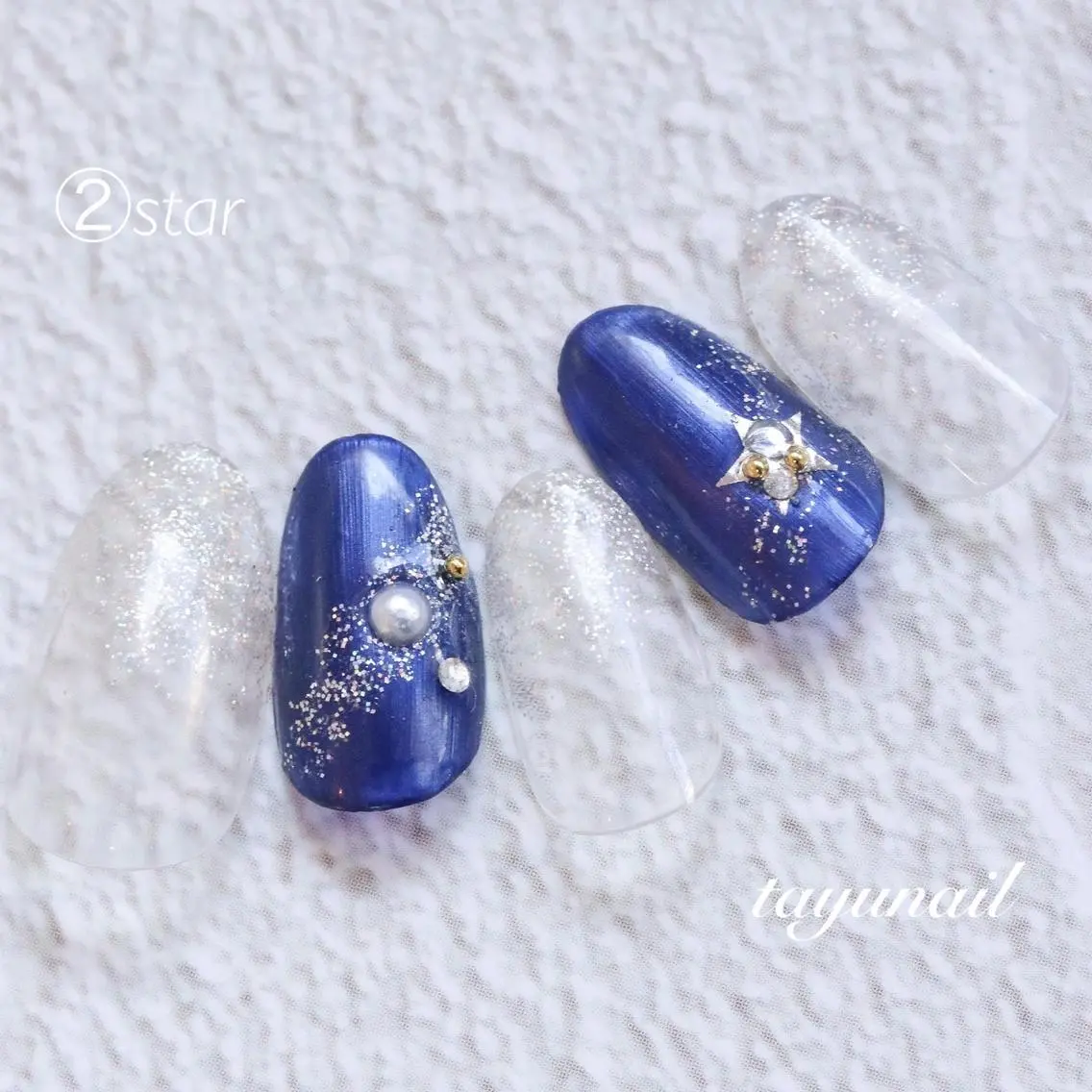 ネイル アートネイル ブルー フットネイル ジェルネイル パラジェル ネイルサロン 【たゆnail】のネイルデザイン