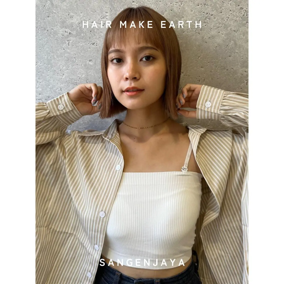 ミディアム ボブレイヤー ボブ くびれヘア レイヤーカット 外ハネヘア hair make earth 🪡のヘアスタイル