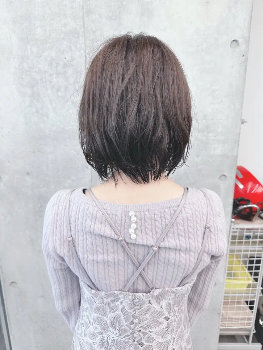 ショート カラー ヘアカラー トリートメント ボブ/ゆるふわ ボブパーマ/とういのヘアスタイル