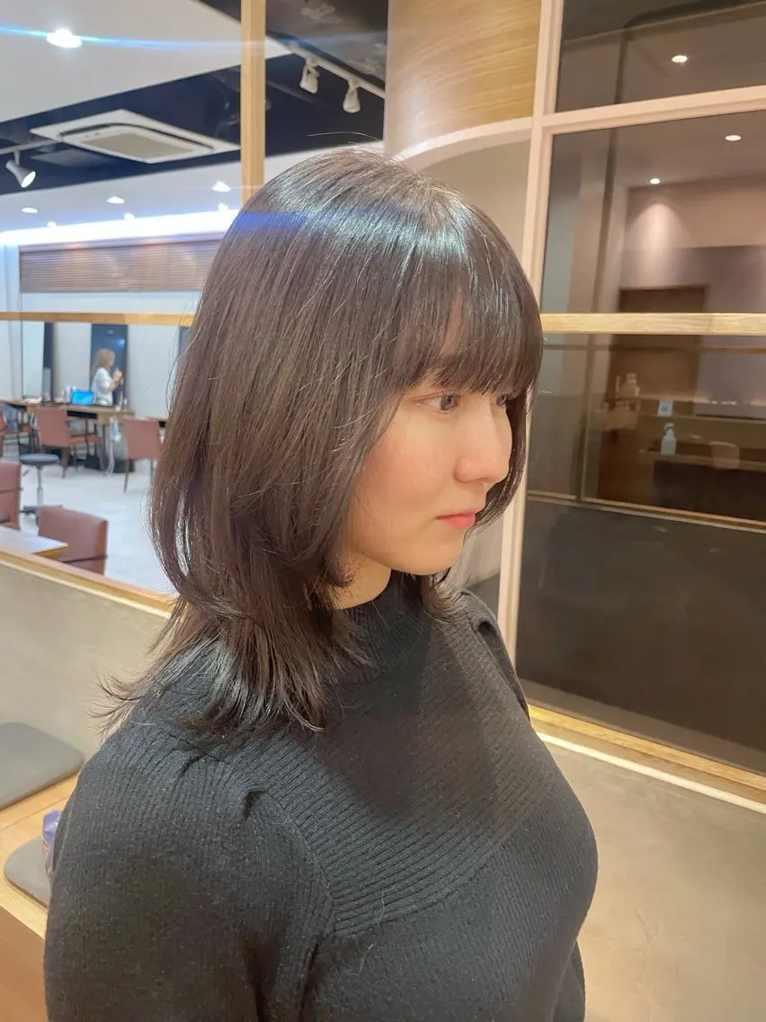 ミディアム カラー 透明感カラー ヘアカラー トリートメント 顔まわり🥨レイヤー /透明感/水口舞奈のヘアスタイル