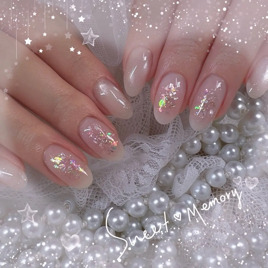 ネイル チークネイル フレンチネイル ガーリー ガラスフレンチ グラデーション ハンドネイル Chill Nailsalonのネイルデザイン