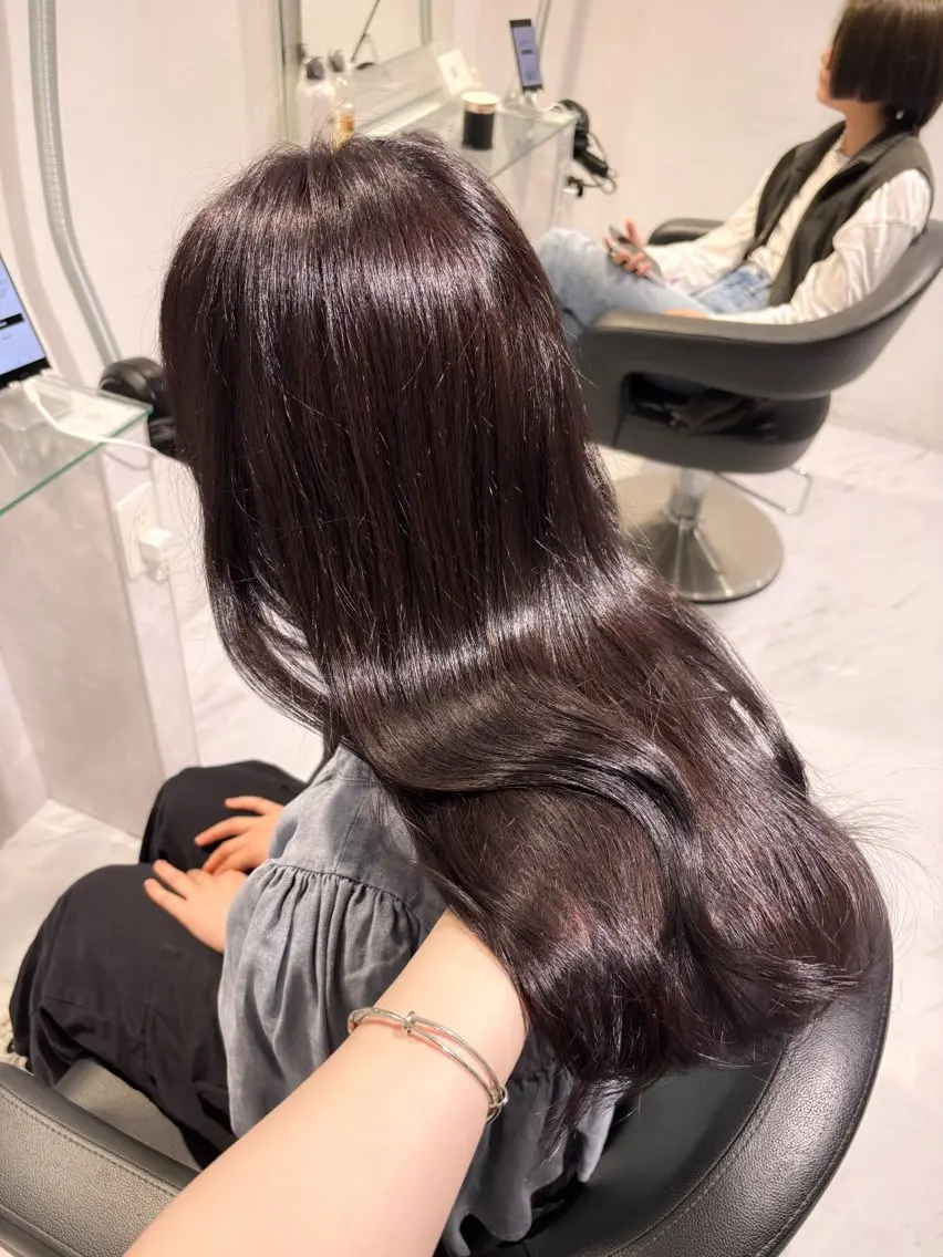ロング カラー ラベンダーカラー 韓国風ヘア 表参道♡暗髪♡ 艶カラー♡アユミのヘアスタイル