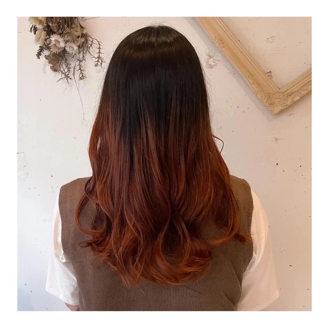 ロング カラー ブリーチ グラデーションカラー オレンジ ヘアカラー トリートメント ❁⃘ ち だ り さ ❁⃘のヘアスタイル