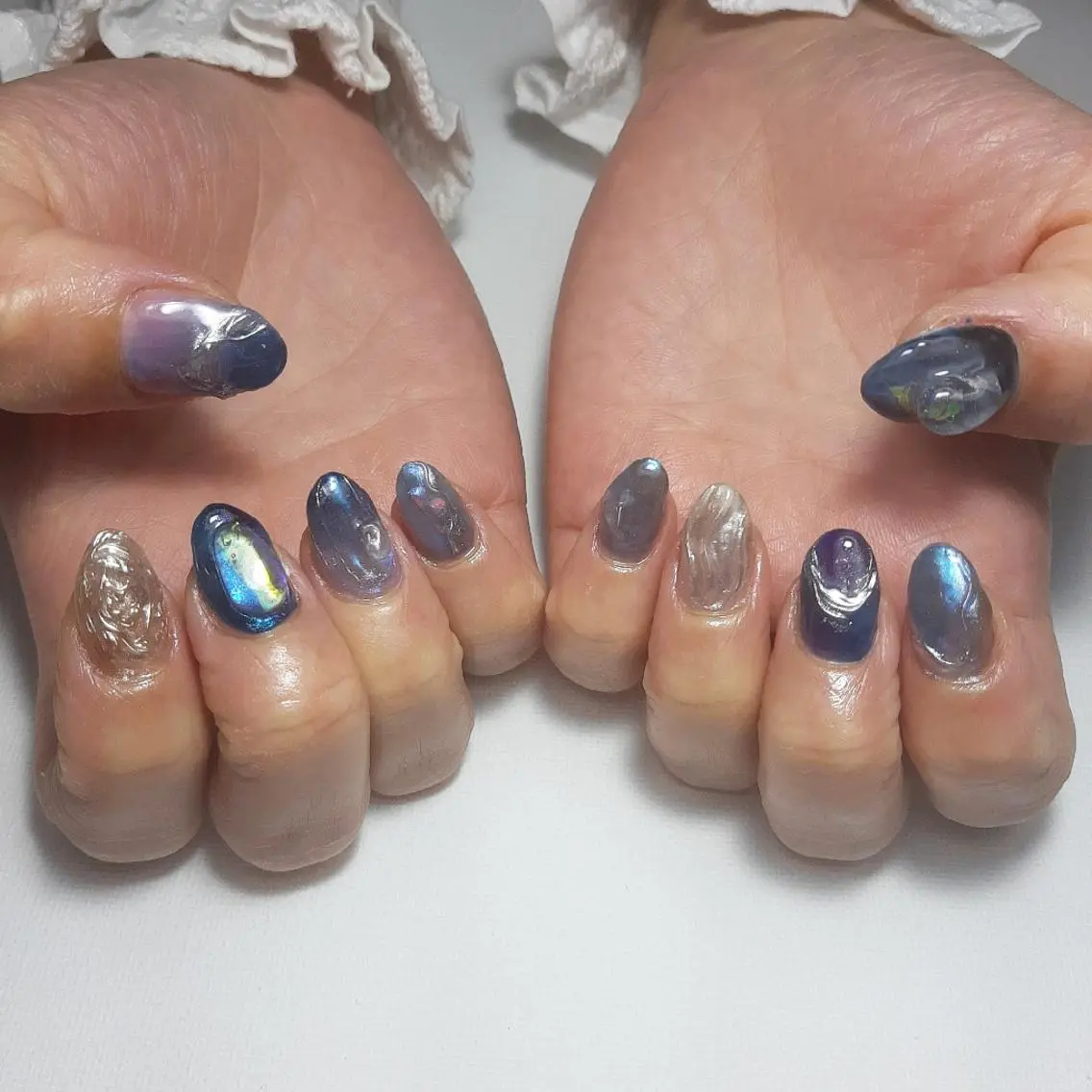 ネイル ネイビー ニュアンスネイル owlnail /持込みデザイン専門のネイルデザイン