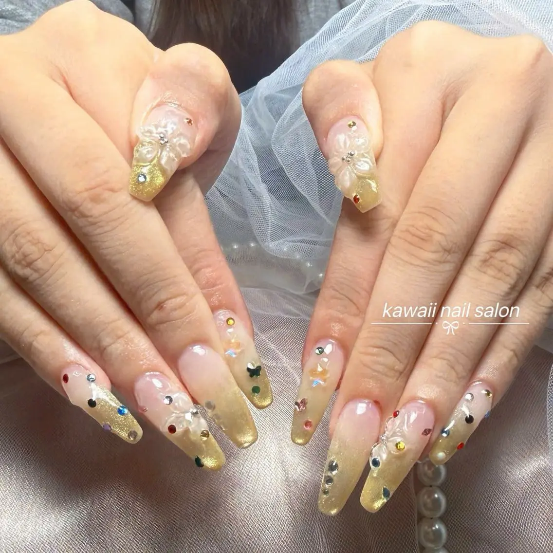 ネイル チークネイル ドット フレンチネイル 韓国ネイル レース Kawaii _Nailのネイルデザイン