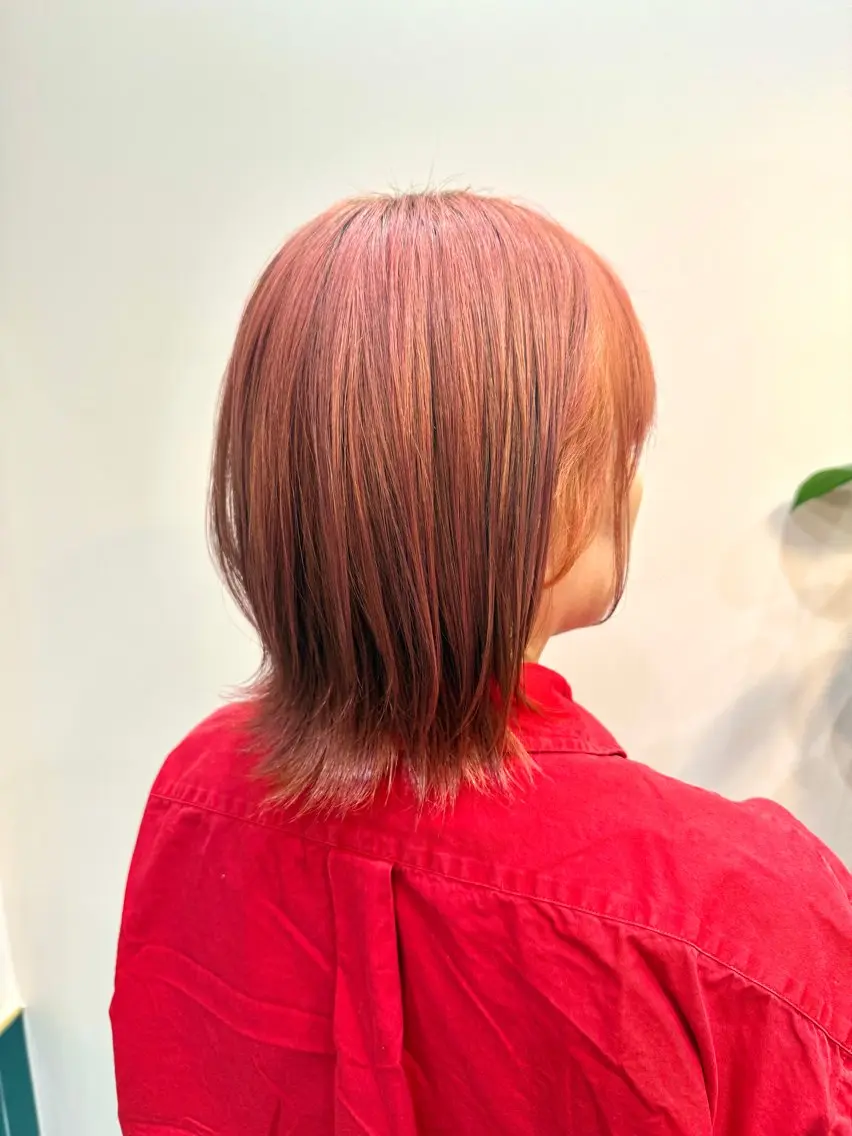 ミディアム カラー オレンジ ピンクカラー ヘアカラー 似合わせカラー/ 松岡茉和🐼🌈🌟のヘアスタイル