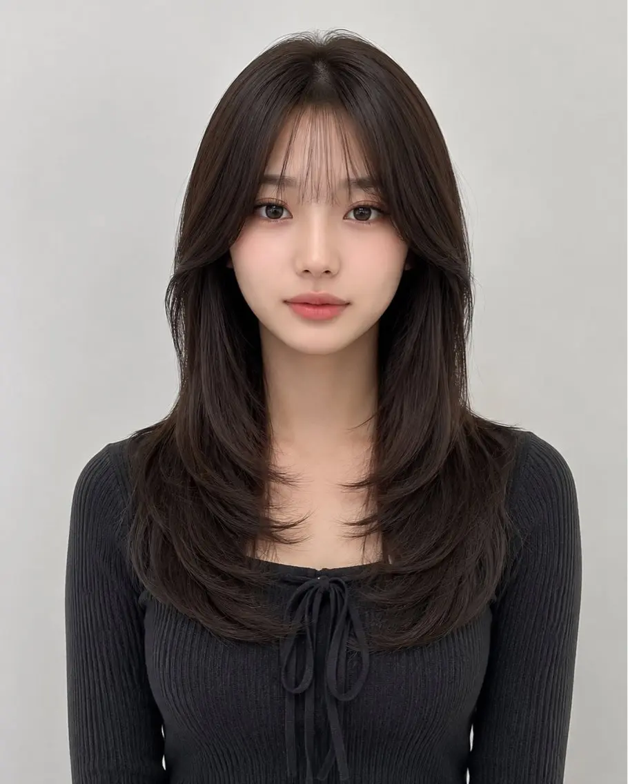 ロング アッシュ アッシュグレー アッシュグレージュ くびれヘア 顔周りカット カット ヘアカラー トリートメント モテ🤍トレンドヘア /新宿/ワカナのヘアスタイル
