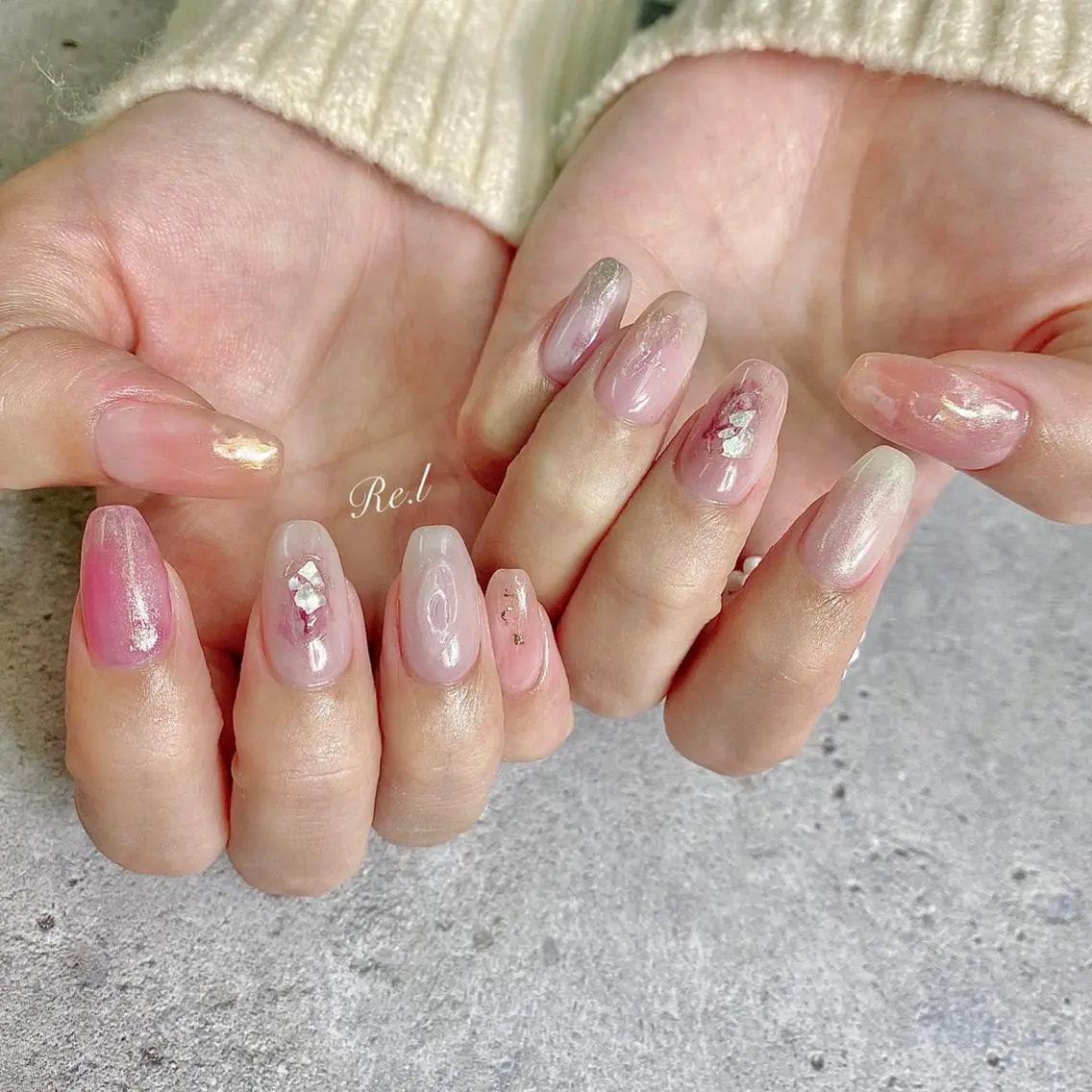 ネイル ニュアンスネイル モチの良さ◉ フィルインネイル♡のネイルデザイン