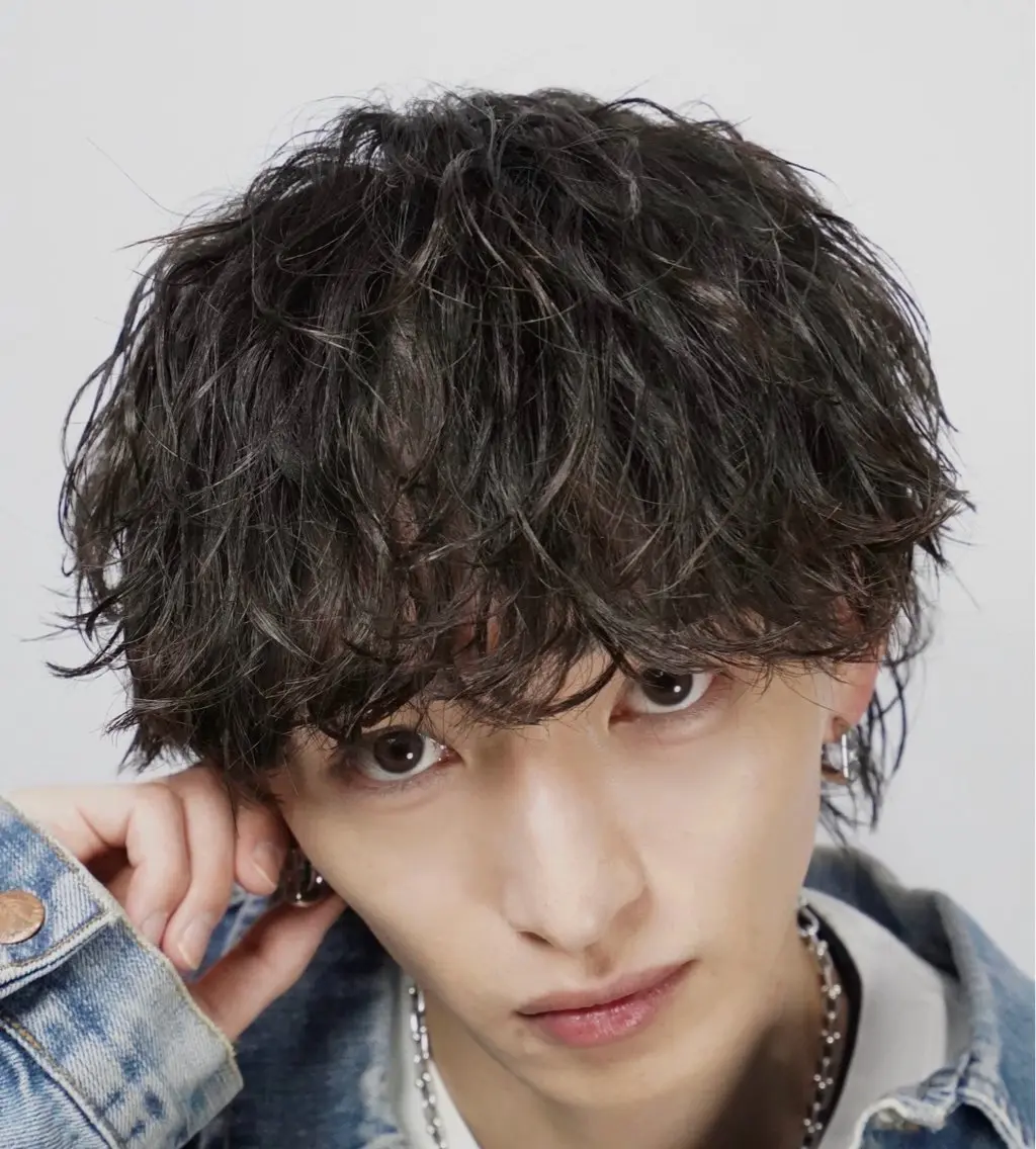 ミディアム パーマ メンズ 恵比寿メンズカット モデル無料/かずきのヘアスタイル