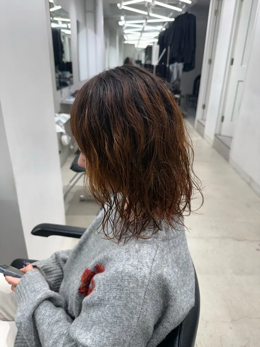 ミディアム パーマ 深谷 侑亮のヘアスタイル
