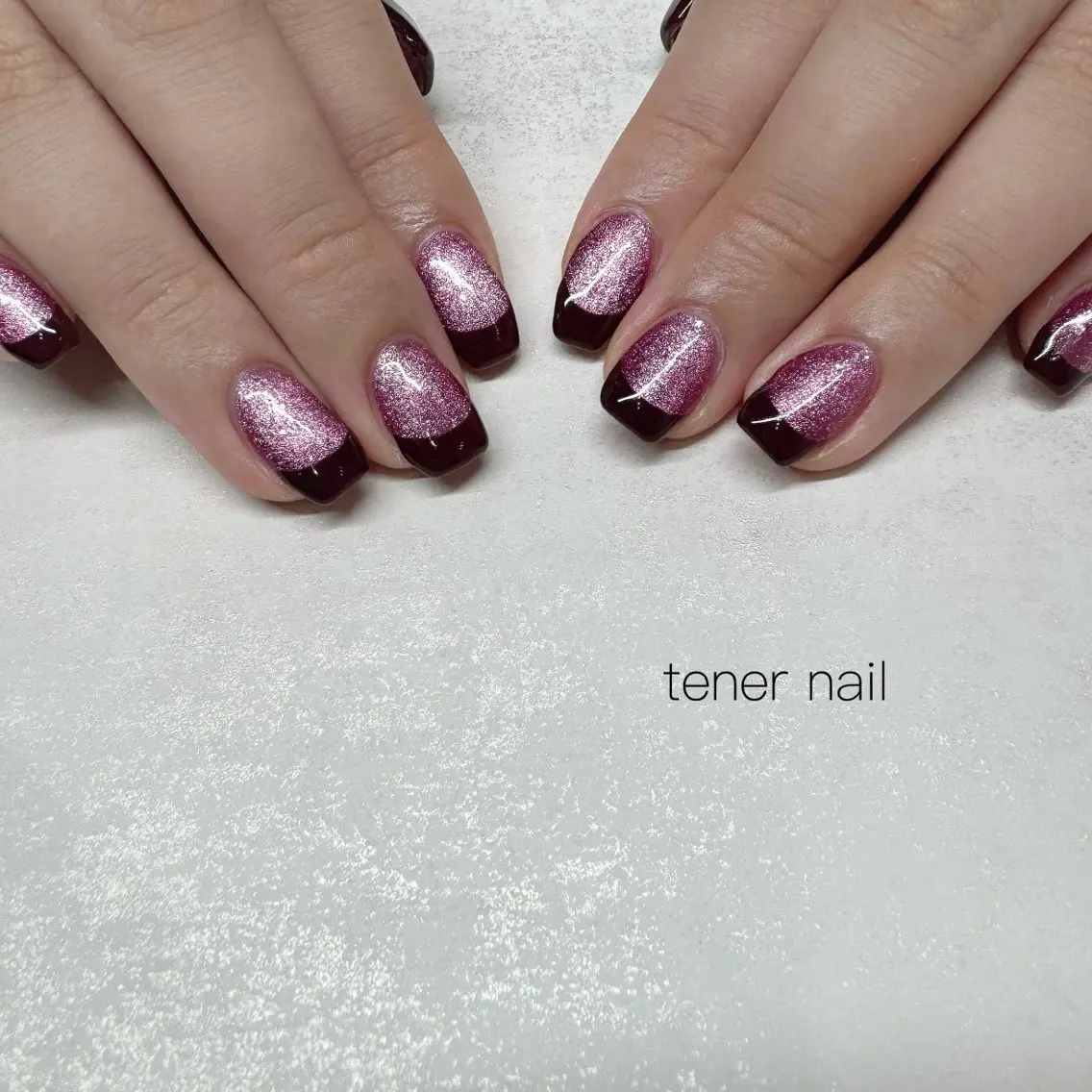 ネイル フレンチネイル マグネットネイル 赤色 ハンドネイル テネルネイル tener nailのネイルデザイン