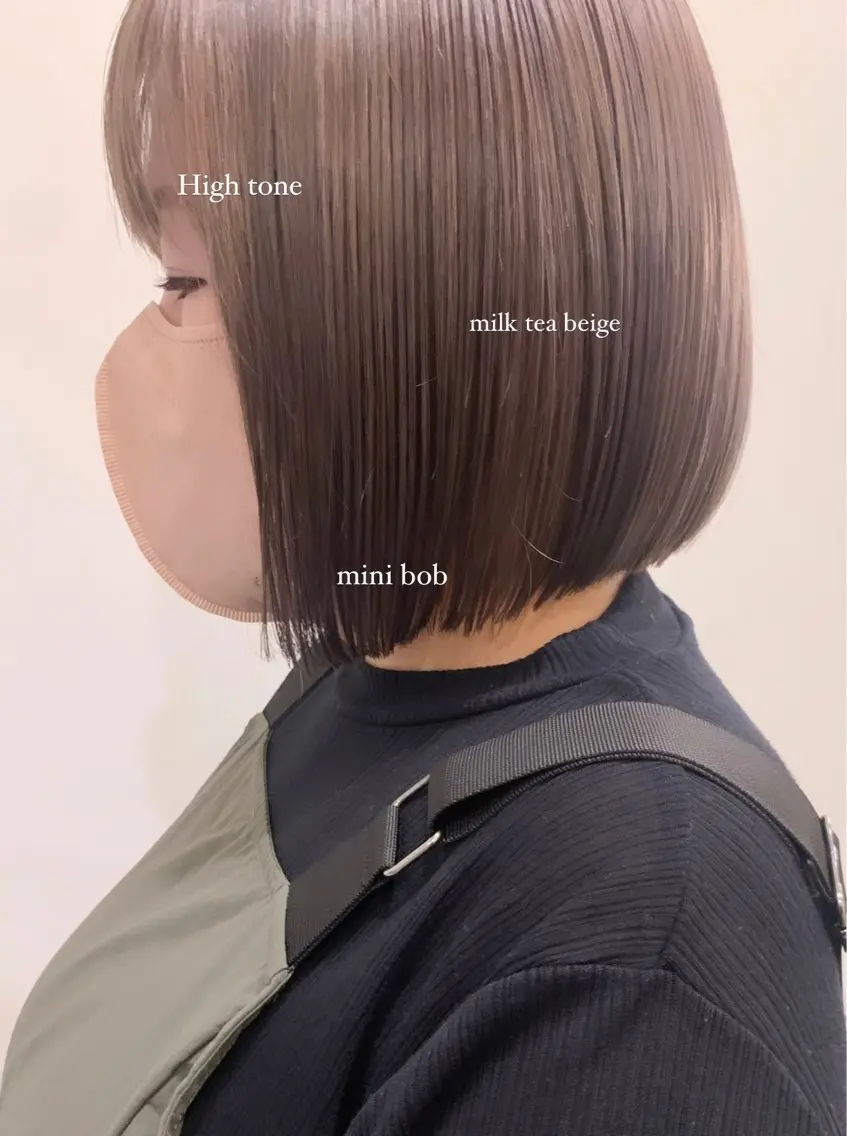 ショート カラー ブリーチ ボブ ヘアカラー 落合希 Olivebeigeのヘアスタイル