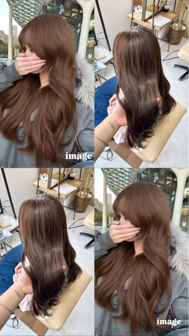 ロング カラー ブリーチ ブラウンカラー 透明感カラー ダブルカラー ブリーチなしカラー ブリーチなしwカラー /艶カラー/oukaのヘアスタイル