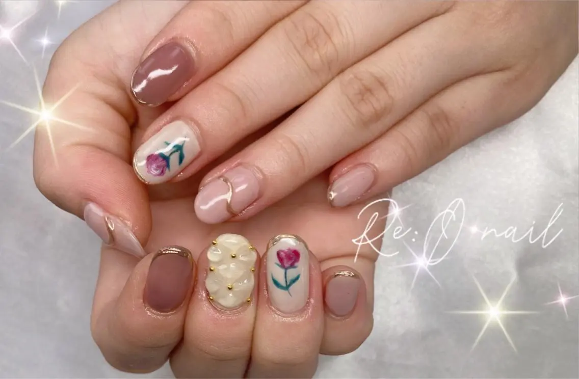 ネイル ミラーネイル ニュアンスネイル ぷっくりネイル ハンドネイル Re:Ø nail 🩵TSUJIのネイルデザイン