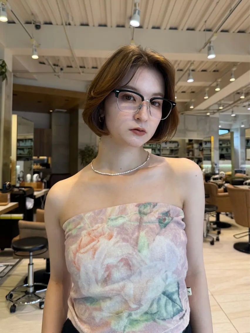 ミディアム カラー ボブ 似合わせカット /透明感カラーのヘアスタイル
