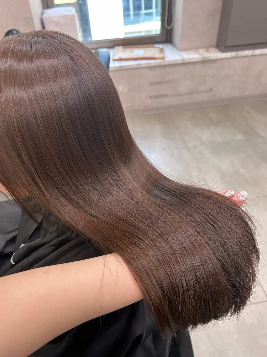 ロング カラー パーマ ヘアアレンジ メンズ キッズ ヘアカラー トリートメント ヘアセット ブリーチなしカラー/ ブラウン/レイヤーのヘアスタイル
