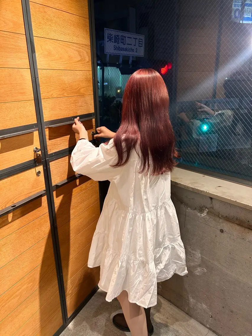 ロング カラー ブリーチ ブラウンカラー ピンクカラー ピンクブラウン ヘアカラー keen 立川のヘアスタイル