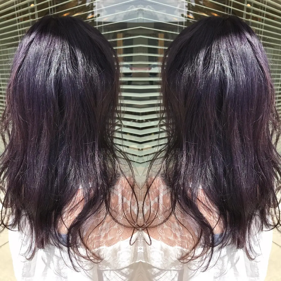 セミロング カラー ブリーチ ディープラベンダー ラベンダーカラー ヘアカラー 大久保 隆蔵のヘアスタイル