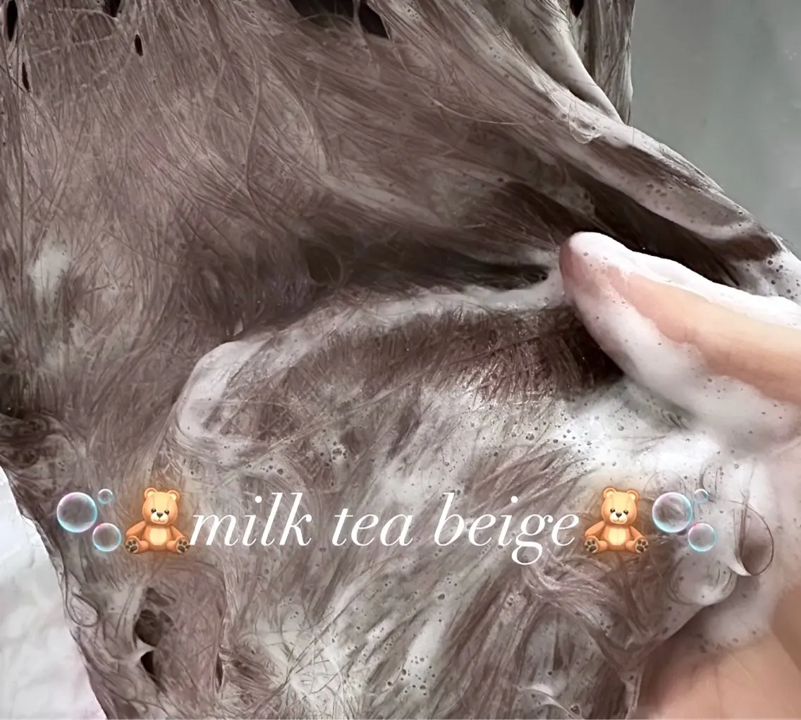 セミロング カラー ベージュカラー ブリーチ ミルクティーベージュ ヘアカラー 透明感カラー/ メンズパーマ/竜希のヘアスタイル