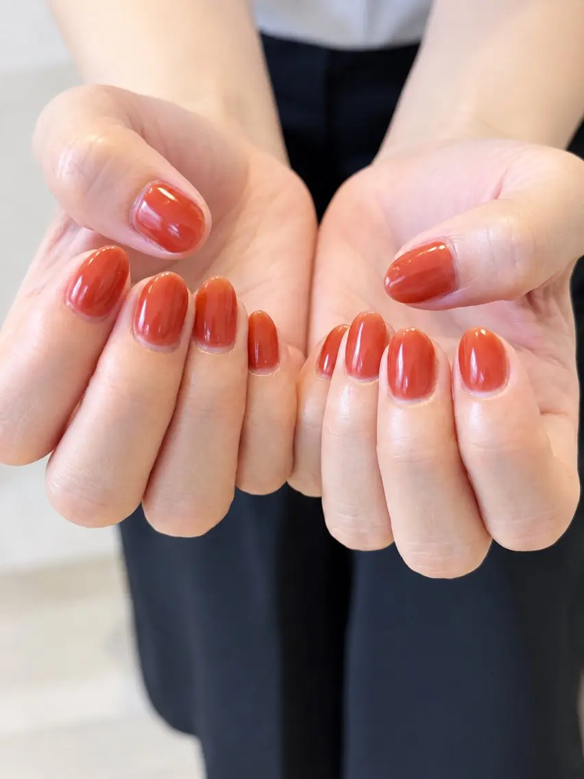 ネイル オレンジ シンプルネイル ハンドネイル Kii nailのネイルデザイン