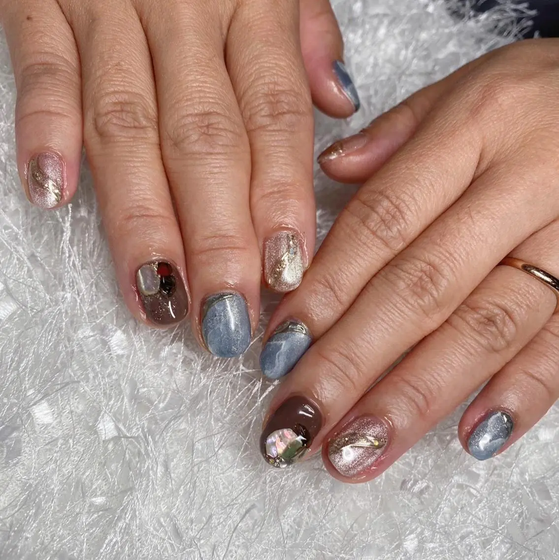 ネイル 長さ出し ジェルネイル グラデーション 韓国ネイル マグネットネイル ハンドネイル Nail&eye Belire 新宿のネイルデザイン