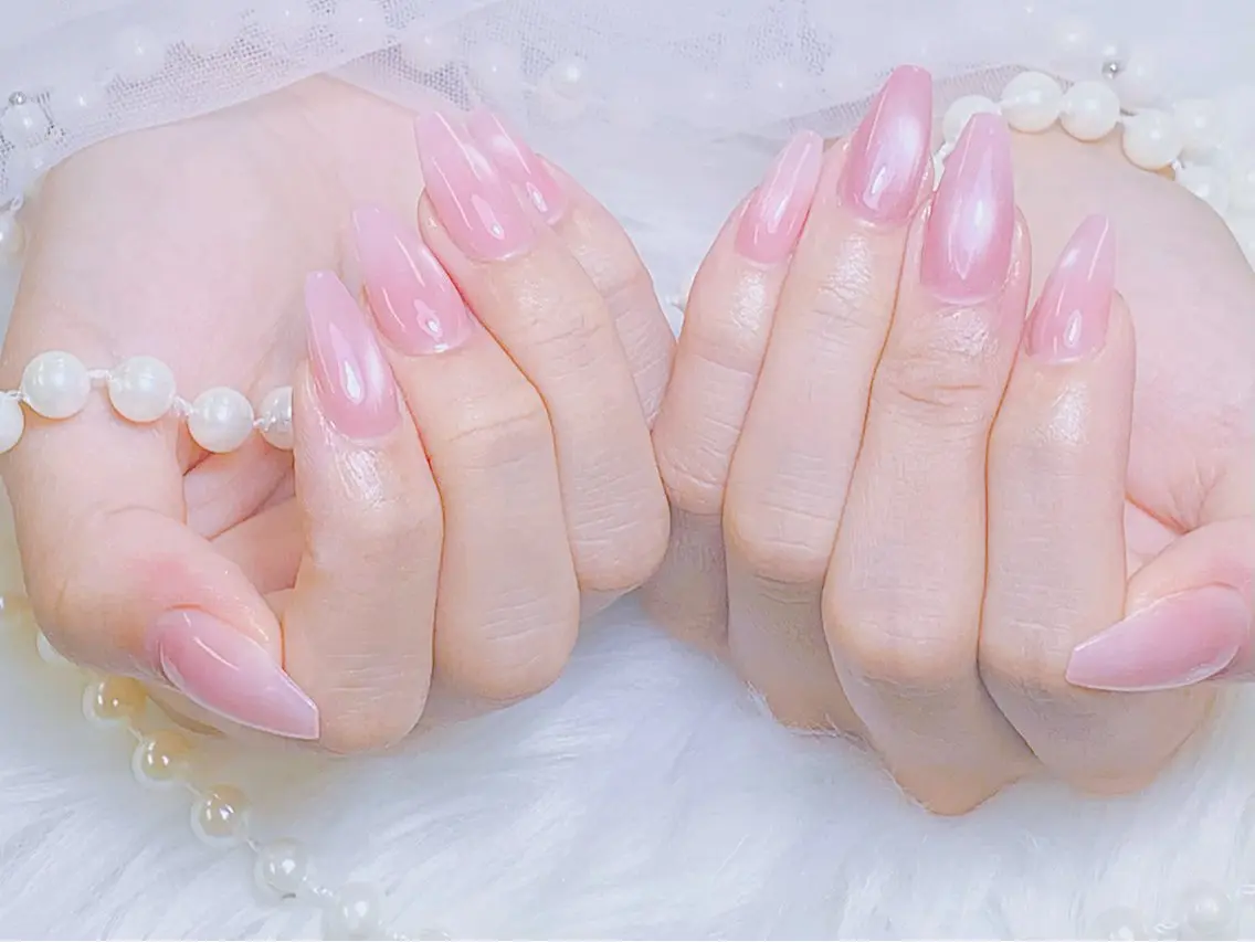 ネイル チークネイル 長さ出し フラッシュネイル フレンチネイル グラデーション ハンドネイル AN NAIL 高田馬場のネイルデザイン